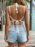 Women Handmade Crochet Fringe Crop Top