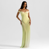 Women Solid Chic Patchwork Off Shoulder Elegant Long Dress