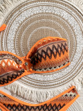 Women Geometric Print Tie Bikini Beach Swimsuit