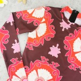 Women Printed Long Sleeve Zip Surfing Swimsuit