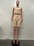Women Fashion Casual Matching Two-Piece Shorts Set Outfit