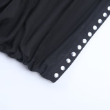 Spring Summer Women Sexy Halter Neck Low Back Beaded Club Dress