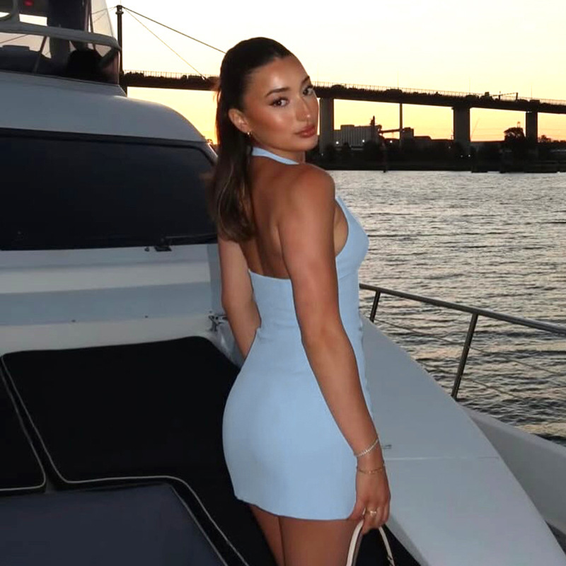 Halter U-Shape Bodycon Dress for Party & Club Wear