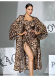 Women Leopard Satin Two-Piece Sleepwear Pajama Set