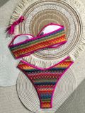 Women Geometric Print Tie Bikini Beach Swimsuit