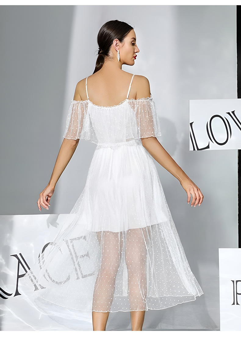 Polka Dot See-Through Nightdress Lingerie for Intimate Wear