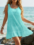 Women Ruffle Lace-Up Cover-Up Dress