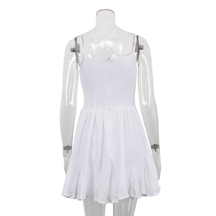 Strap Lace-Up A-Line Mini Dress for Casual Outings