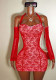 Summer Women Sexy Lace Patchwork Strapless Halter Bodycon Dress