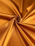 Plus Size Women Gold Floral V-Neck Ruffle Sleeve Formal Evening Dress