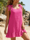 Women Ruffle Lace-Up Cover-Up Dress