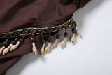 Spring Women Sexy Halter Neck Fringe Patchwork Low Back Bodycon Dress