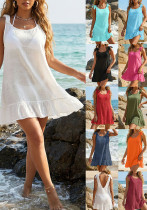 Women Ruffle Lace-Up Cover-Up Dress