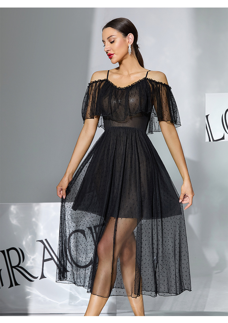 Polka Dot See-Through Nightdress Lingerie for Intimate Wear