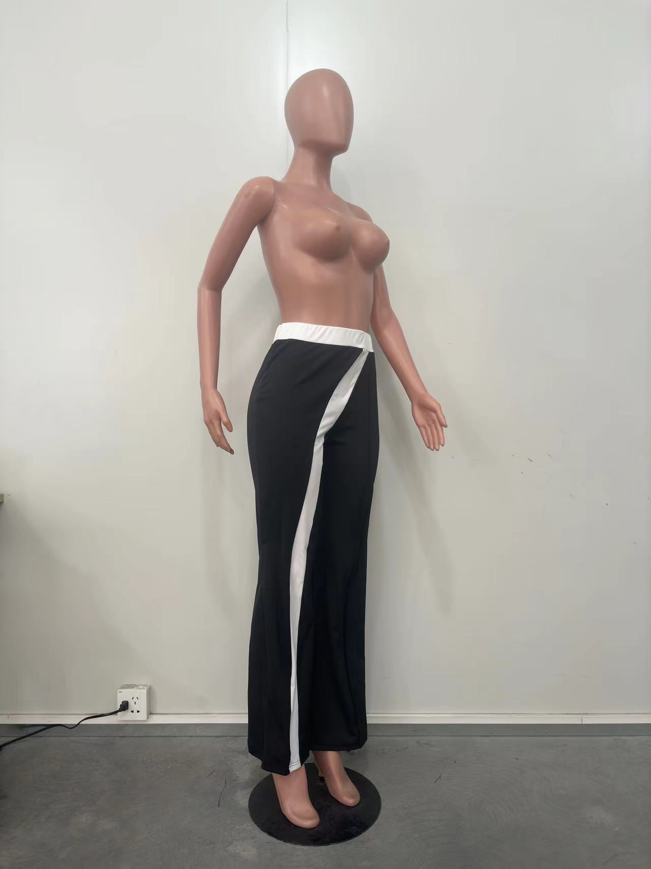 Solid Patchwork Casual Pants for Everyday Wear