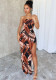 Women Floral Strapless High Split Dress Vacation Wear