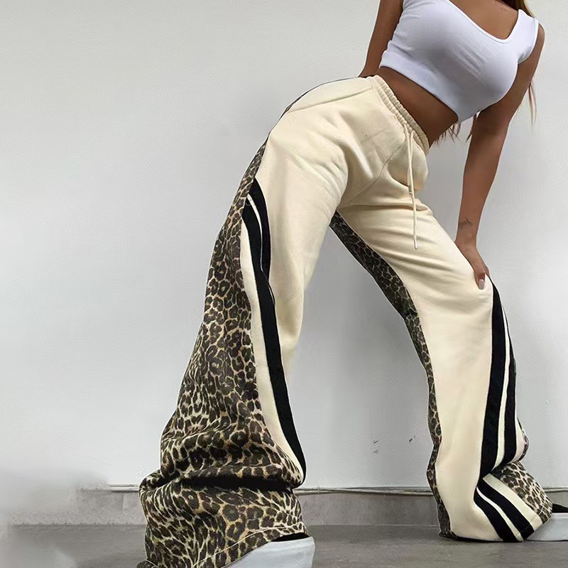 Leopard Patchwork Sweatpants for Casual Loungewear