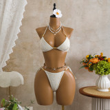 Women Mesh Sequin Bikini Three-Piece Beachwear