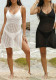 Women Knitted Hollow V-Neck Beach Dress Cover-Up