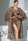 Women Leopard Satin Two-Piece Sleepwear Pajama Set