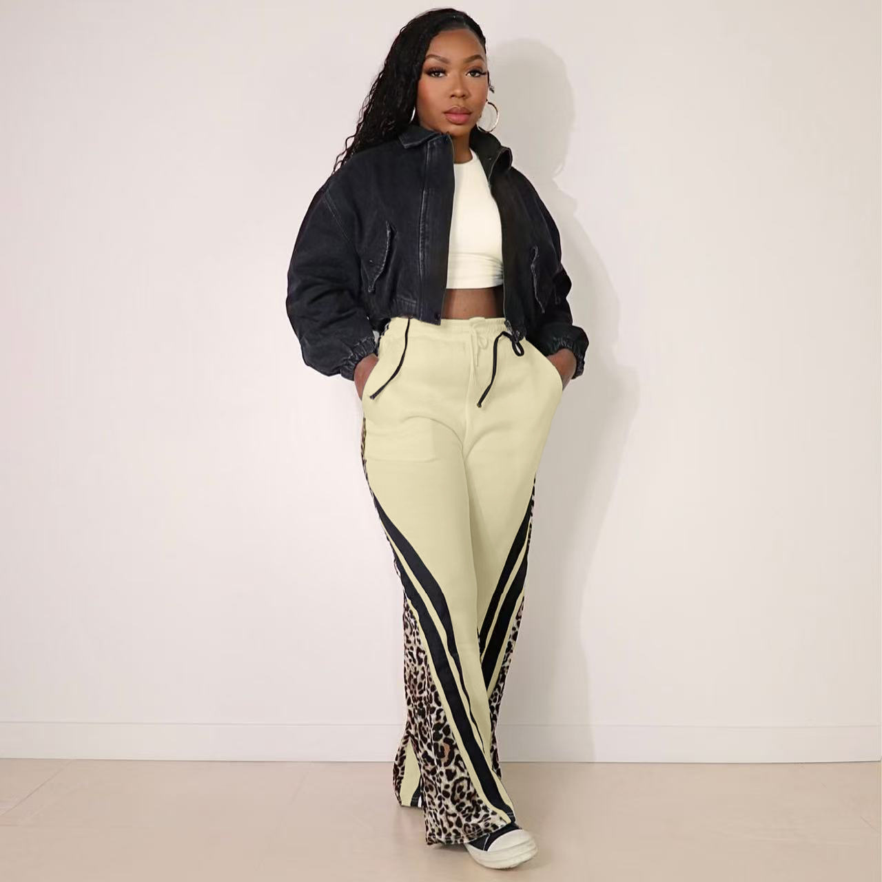 Leopard Patchwork Sweatpants for Casual Loungewear