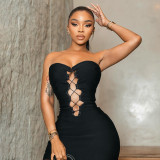 Spring Women Sexy Slim Fit Strapless Mini Club Dress