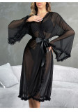 Women Mesh Fringe Long Robe Lounge Wear