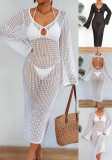 Women See-Through Mesh Deep V Beach Cover-Up Dress