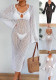 Women See-Through Mesh Deep V Beach Cover-Up Dress