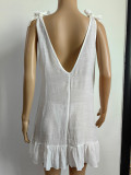Women Ruffle Lace-Up Cover-Up Dress