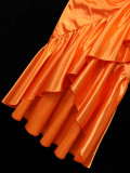Women Fashion Satin Ruffle High Waist Mermaid Bodycon Skirt Party Wear