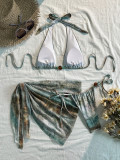 Women Tie Dye Bikini Three-Piece Beachwear Set