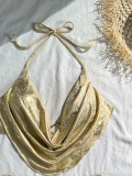 Women Sexy Shiny Halter Neck Bikini Two-Piece Swimsuit