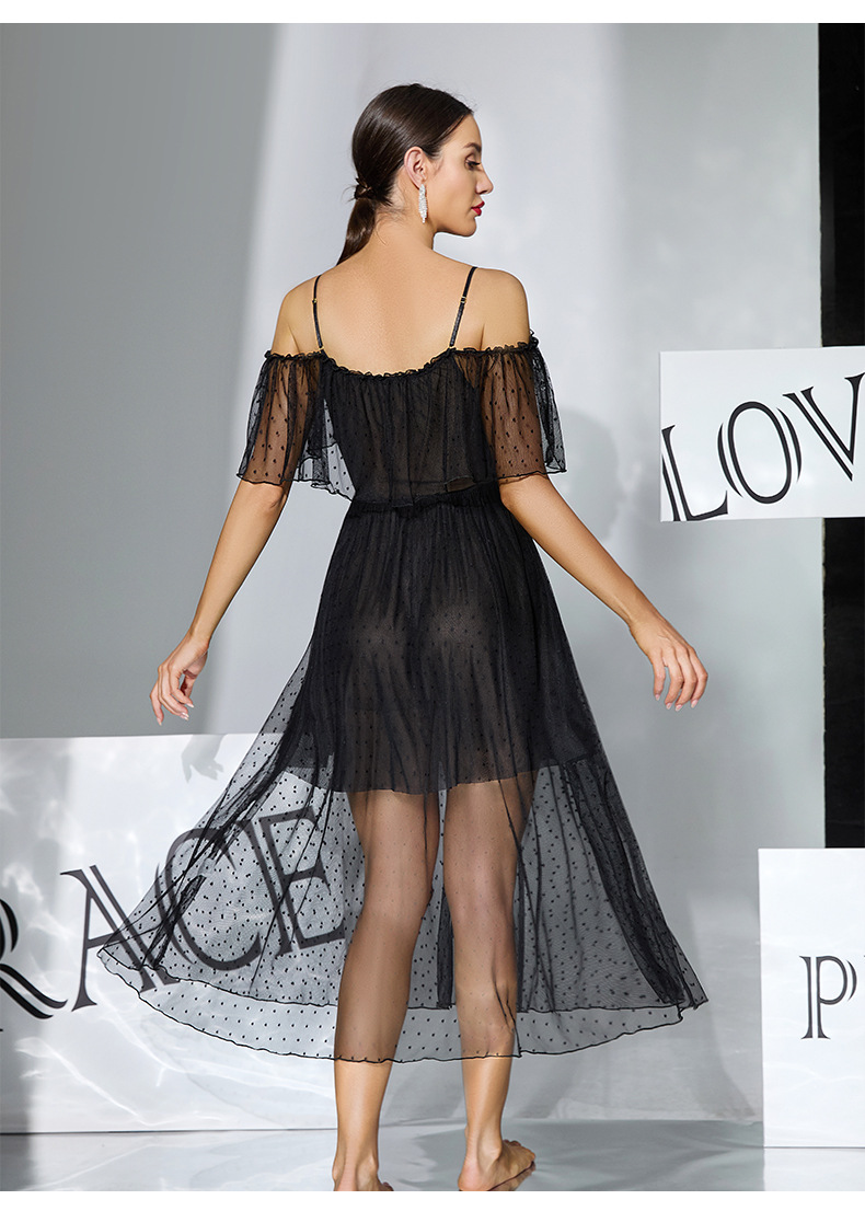 Polka Dot See-Through Nightdress Lingerie for Intimate Wear