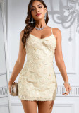 Women Sexy Low Back Strap Sequin Party Mini Dress
