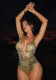 Women Shiny Lace-Up Cut-Out One-Piece Swimsuit Monokini
