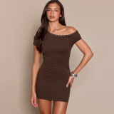Women Sexy Slash Shoulder Mini Club Dress