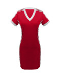 Summer Women Casual Striped Short Sleeve Slim Fit Holiday Short Dress