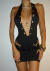 Women Winter Sexy Hollow-out Metallic Halter Neck Top Bodycon Skirt Two-Piece Set