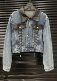 Spring Women's Denim Patchwork Lace-Up Top Skirt Pants Three-Piece Set