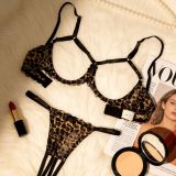Women's Leopard Lace Bra & Panty Lingerie Set