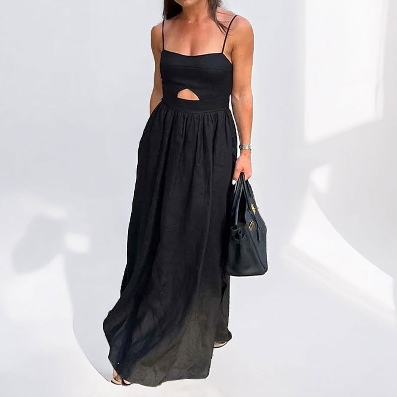Spring Women's Strap High Waist A-line Dress