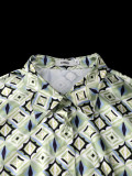 Plus Size Women Geometric Print Patchwork Shirt and Wide-Leg Pants Two-Piece Set