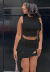 Women Floral Round Neck Crop Top and Skirt Two-Piece Set