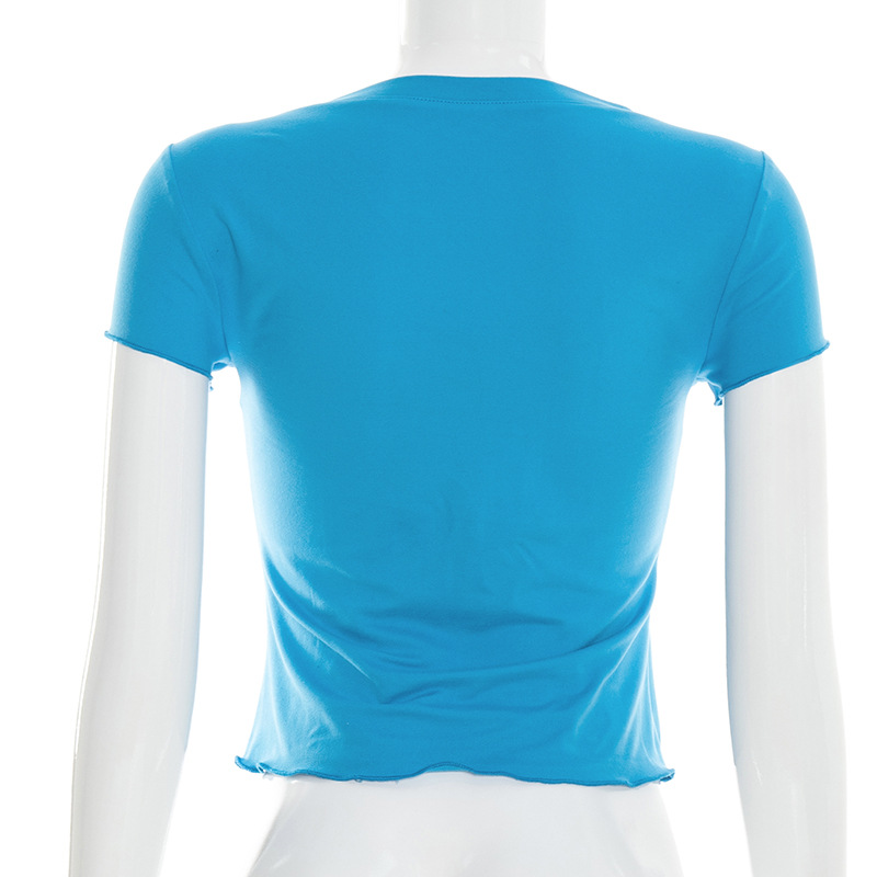 V-Neck Short-Sleeved Crop Top for Summer Outings