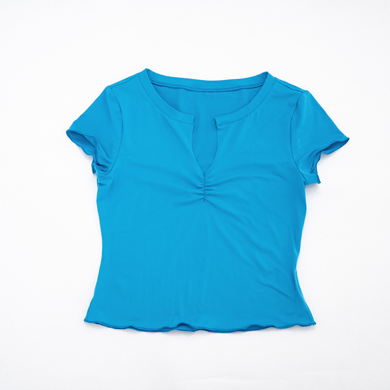 V-Neck Short-Sleeved Crop Top for Summer Outings