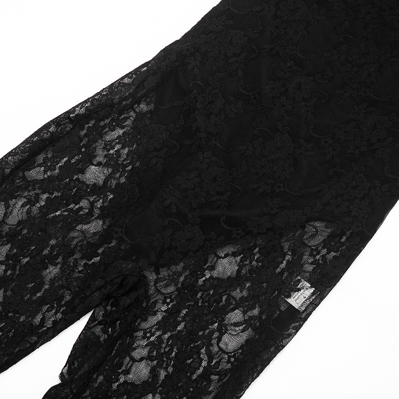 See-Through Backless Lace Capri Jumpsuit for Club Wear