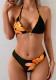 Women Lace-Up Printed Sexy Swimwear Two Pieces