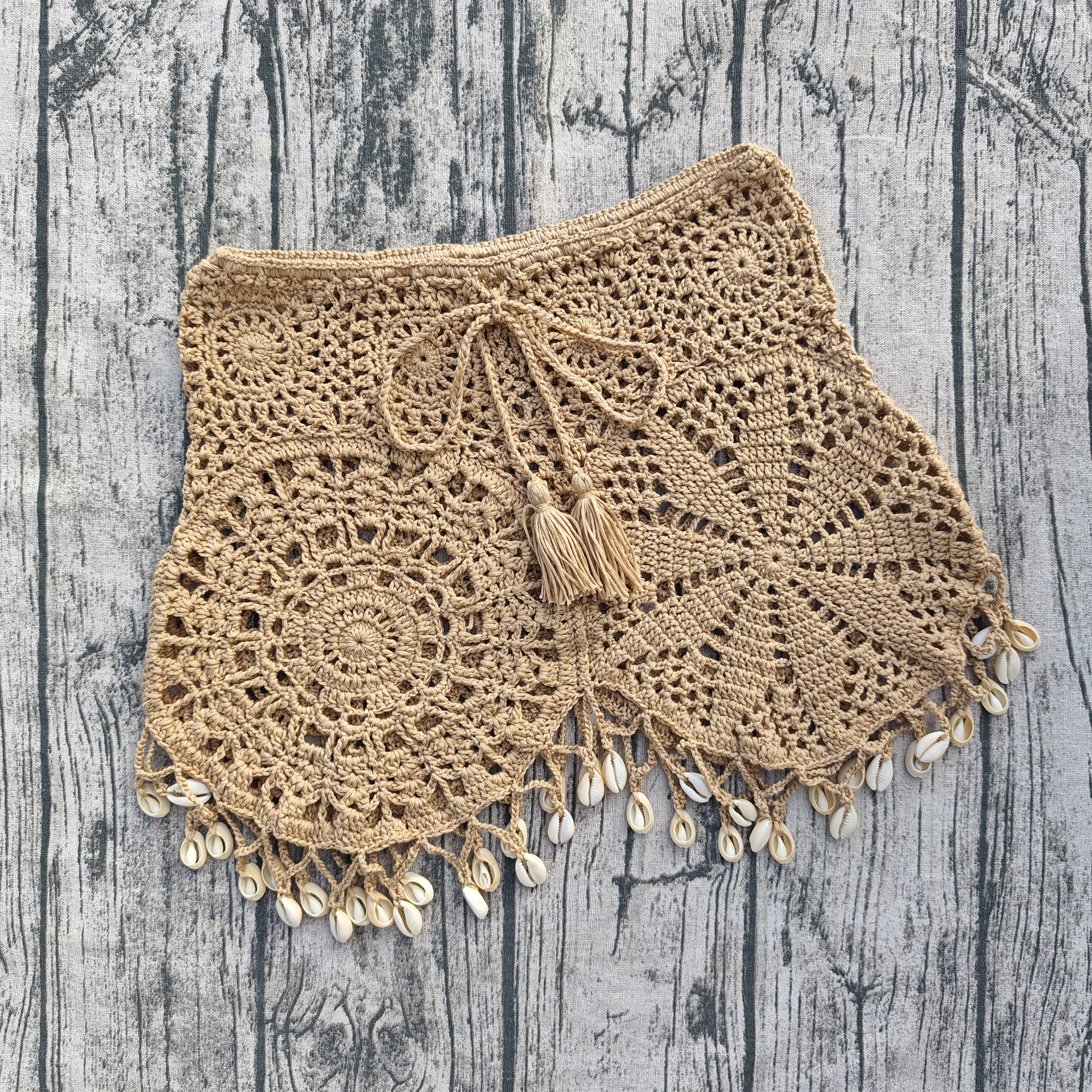 Women's Crochet Tie-Up Shell Skirt