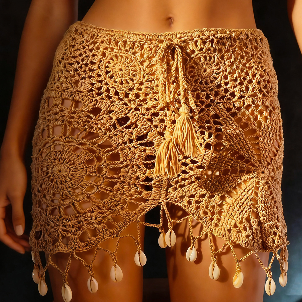 Women's Crochet Tie-Up Shell Skirt